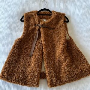 Anthropologie Akemi & Kin Teddy Burnt Orange Furry Vest